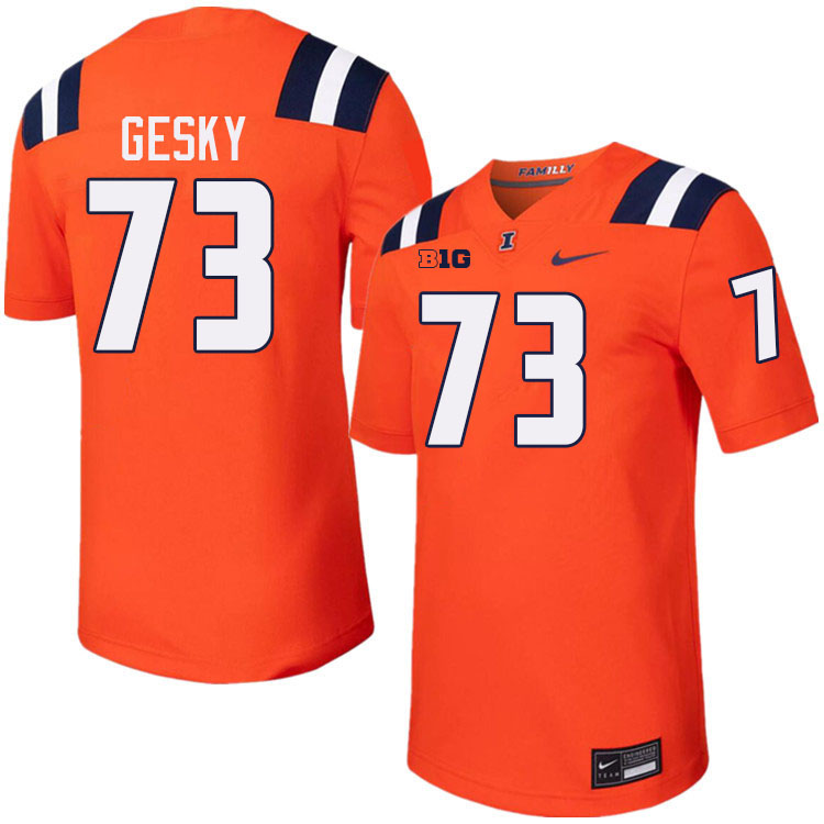 Men #73 Josh Gesky Illinois Fighting Illini College Football Jerseys Stitched-Orange